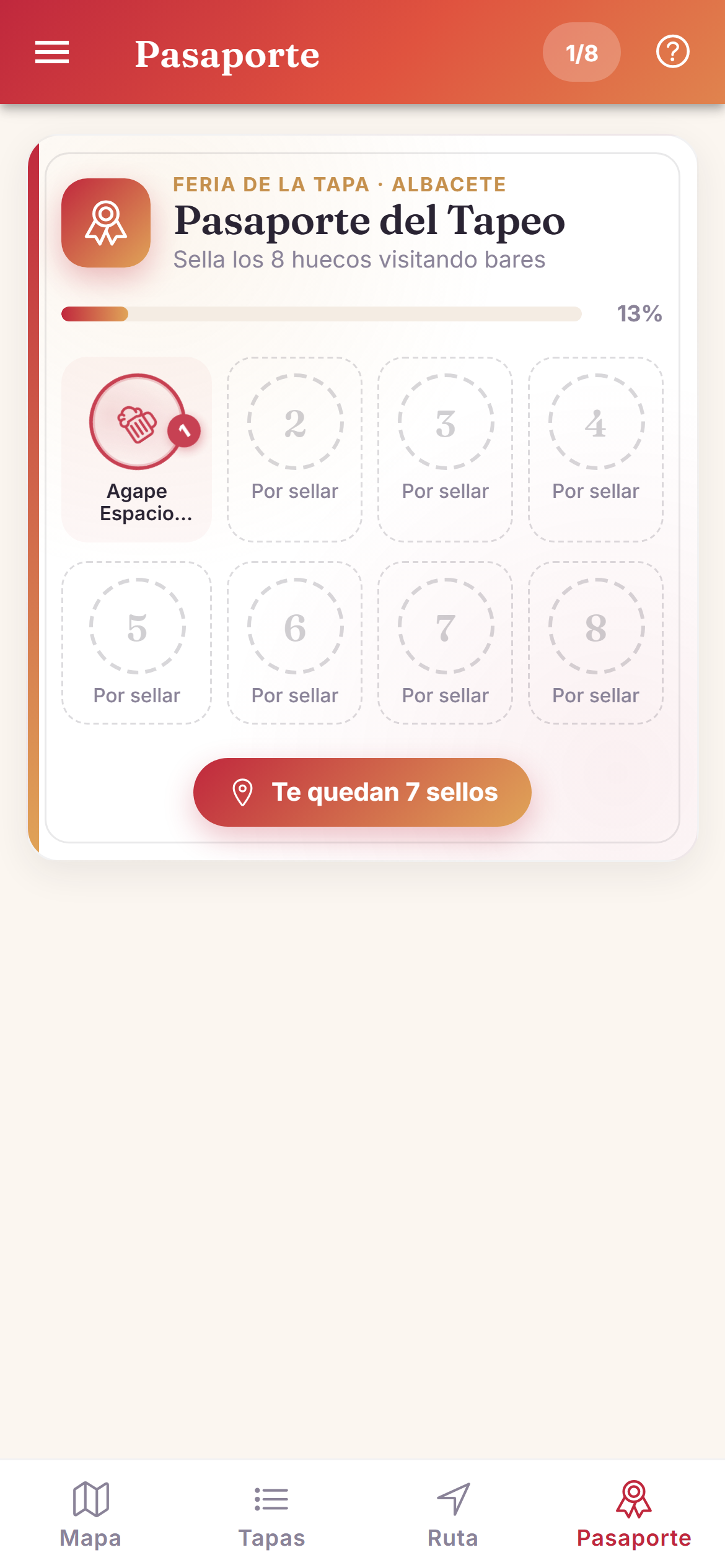 Pasaporte del visitante con sus sellos